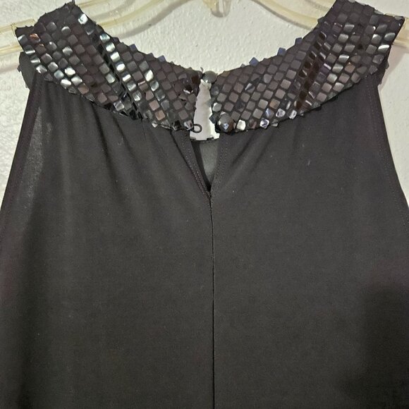 FASHION BUG SEQUINED NECK AND HEMLINE BLACK WOMEN'S PARTY/EVENING DRESS SZ 12 - Picture 3 of 7
